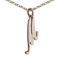 9ct Gold 29x9mm plain palace script Initial M Pendant with a 1.4mm wide belcher Chain 16 inches Only Suitable for Children