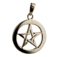 9ct Gold 30mm Pentangle in a circle Pendant on a bail loop