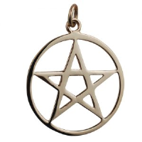 9ct Gold 30mm plain Pentangle in a circle Pendant