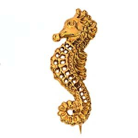 9ct Gold 30x11mm Seahorse Brooch