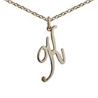 9ct Gold 30x15mm plain palace script Initial K Pendant with a 1.4mm wide belcher Chain