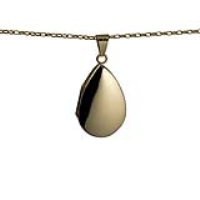 9ct Gold 30x20mm teardrop plain Locket with a 1.4mm wide belcher Chain 16 inches Only Suitable for Children