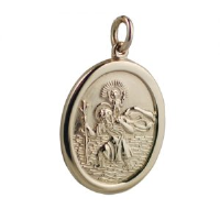 9ct Gold 30x21mm oval St Christopher Pendant