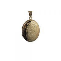 9ct Gold 30x24mm oval hand engraved Locket