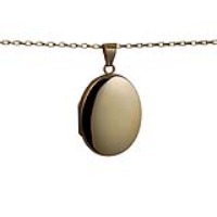 9ct Gold 30x24mm oval plain Locket with a 1.4mm wide belcher Chain