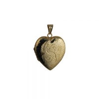 9ct Gold 30x28mm heart shaped hand engraved Locket