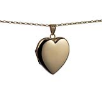 9ct Gold 30x28mm heart shaped plain Locket with a 1.4mm wide belcher Chain