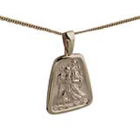 9ct Gold 31x25mm tapered rectangle St Christopher Pendant on a bail loop with a 1.8mm wide curb Chain