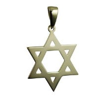 9ct Gold 31x27mm plain Star of David Pendant on a bail loop