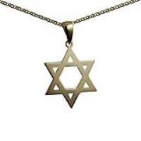 9ct Gold 31x27mm plain Star of David Pendant on a bail loop with a 1.8mm wide belcher Chain