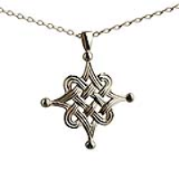 9ct Gold 32x32mm celtic Islamic design Pendant with a 1.4mm wide belcher Chain