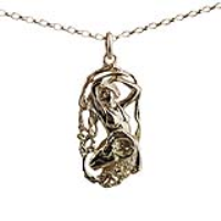 9ct Gold 33x17mm Aries Zodiac Pendant with a 1.4mm wide belcher Chain