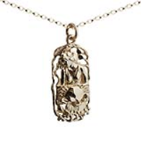 9ct Gold 33x17mm Cancer Zodiac Pendant with a 1.4mm wide belcher Chain