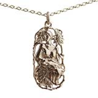 9ct Gold 33x17mm Leo Zodiac Pendant with a 1.4mm wide belcher Chain