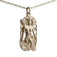 9ct Gold 33x17mm Scorpio Zodiac Pendant with a 1.4mm wide belcher Chain 16 inches Only Suitable for Children