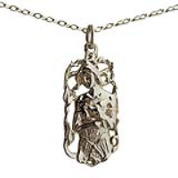 9ct Gold 33x17mm Virgo Zodiac Pendant with a 1.4mm wide belcher Chain