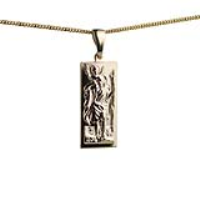 9ct Gold 35x15mm rectangular St Christopher Pendant on a bail loop with a 1.8mm wide curb Chain