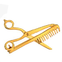 9ct Gold 35x22mm Scissors and Comb Brooch