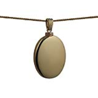 9ct Gold 35x26mm handmade plain oval Memorial Locket with a 1.1mm wide spiga Chain