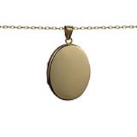 9ct Gold 35x26mm oval plain flat Locket with a 1.4mm wide belcher Chain 16 inches Only Suitable for Children
