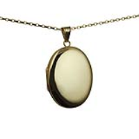 9ct Gold 35x26mm oval plain Locket with a 1.4mm wide belcher Chain