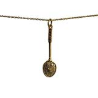 9ct Gold 36x11mm Badminton Racket and Shuttlecock Pendant with a 1.1mm wide cable Chain