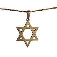 9ct Gold 36x31mm plain Star of David Pendant on a bail loop with a 1.8mm wide curb Chain 16 inches Only Suitable for Children