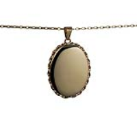 9ct Gold 37x28mm oval plain twisted wire edge Locket with a 1.4mm wide belcher Chain