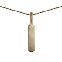 9ct Gold 38x6mm plain Cricket Bat Pendant with a 1.8mm wide curb Chain