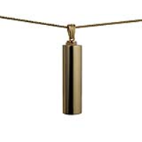 9ct Gold 40x12mm handmade plain round Memorial Cylinder with a 1.1mm wide spiga Chain