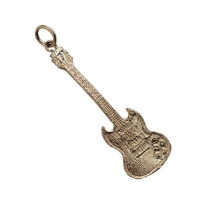 9ct Gold 40x13mm solid Electric Guitar Pendant or Charm