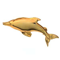 9ct Gold 42x16mm plain Dolphin Brooch