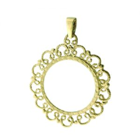 9ct Gold 45mm Full Krugerand mount with scroll edge Pendant