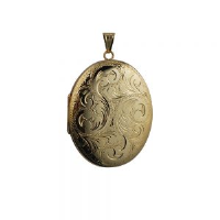 9ct Gold 45x35mm oval hand engraved Locket