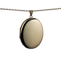 9ct Gold 45x35mm oval plain Locket with a 1.4mm wide belcher Chain