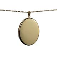 9ct Gold 45x36mm oval plain flat Locket with a 1.4mm wide belcher Chain