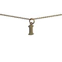 9ct Gold 6x10mm plain Initial I Pendant with a 1.1mm wide cable Chain