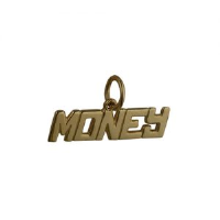 9ct Gold 6x21mm &#39;Money&#39; Pendant or Charm