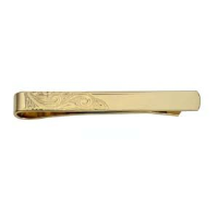 9ct Gold 6x55mm corner hand engraved Tie Slide