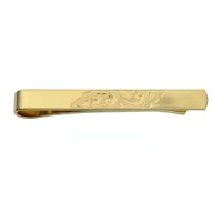 9ct Gold 6x55mm hand engraved centre Tie Slide