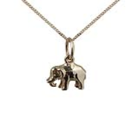 9ct Gold 7x10mm Indian Elephant Pendant with a 0.6mm wide curb Chain