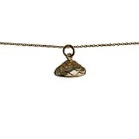 9ct Gold 7x14mm Oyster Shell Pendant with a 1.1mm wide cable Chain 16 inches Only Suitable for Children