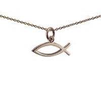 9ct Gold 7x20mm Christian Fish symbol Pendant with a 1.1mm wide cable Chain