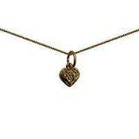 9ct Gold 7x7mm Heart Symbol of Charity Pendant with a 0.6mm wide curb Chain
