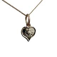9ct Gold 8mm heart St Christopher Charm with a 0.6mm wide curb Chain