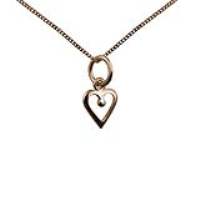 9ct Gold 8mm heart symbol of charity Pendant with a 0.6mm wide curb Chain