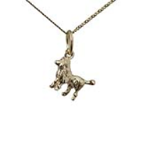 9ct Gold 8x12mm Poodle Pendant with a 0.6mm wide curb Chain