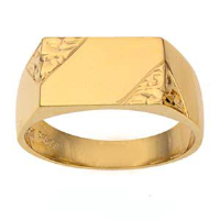 9ct Gold 8x13mm gents engraved rectangular Signet Ring Sizes R-W