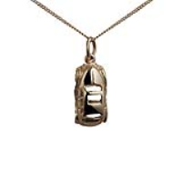 9ct Gold 8x16mm Car Pendant with a 0.6mm wide curb Chain