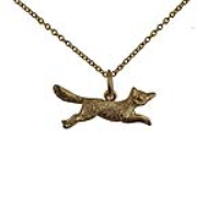9ct Gold 8x23mm running Fox Pendant with a 1.1mm wide cable Chain